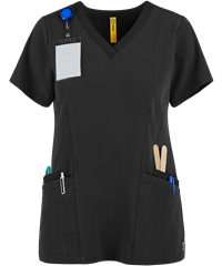 Style # W6129: BLACKWonderWink Aero Women's 4-Pocket Flex Back V-Neck Scrub Top