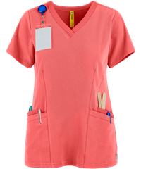 Style # W6129: COCRUWonderWink Aero Women's 4-Pocket Flex Back V-Neck Scrub Top
