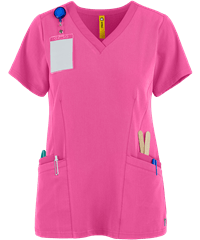 Style # W6129: FUCHSWonderWink Aero Women's 4-Pocket Flex Back V-Neck Scrub Top
