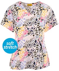 WonderWink Been Spotted Women's 3-Pocket STRETCH V-Neck Print Scrub Top