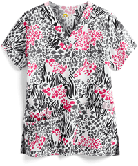 WonderWink WonderFLEX Verity One Love Women's 4-Pocket V-Neck Print Scrub Top