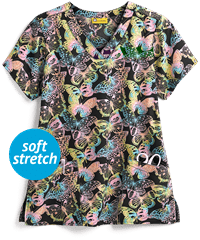 WonderWink ORIGINS Butterfly Beauty Women's 2-Pocket V-Neck Print Scrub Top