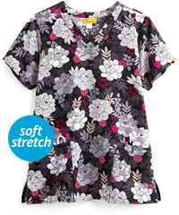 WonderWink Parlour Floral Women's 2-Pocket V-Neck Print Scrub Top 