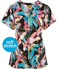 WonderWink You Can Toucan Women's 2-Pocket STRETCH V-Neck Print Scrub Top 