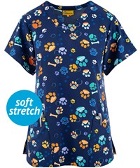 WonderWink Zoomies Women's 2-Pocket V-Neck Print Scrub Top