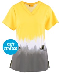 WonderWink Lemon Dipped Women's 2-Pocket V-Neck Print Scrub Top