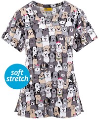 WonderWink Picture Pawfect Women's 2-Pocket V-Neck Print Scrub Top