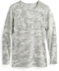 White Cross Camo Women's Long Sleeve STRETCH Print Scrub Tee