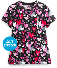 White Cross Hope & Love Women's 3-Pocket V-Neck Print Scrub Top