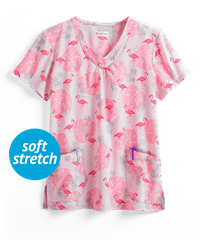 White Cross Flamazing Women's 2-Pocket V-Neck Print Scrub Top