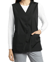 Style # WC802: BLACKWhite Cross Women's 3-Pocket Button Front Scrub Vest