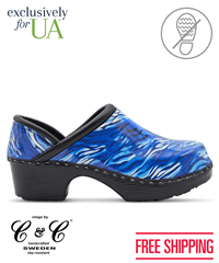 *UA Exclusive* C&C Sweden Wild Stripes Amparo Blue Women's Full Back Nursing Clogs