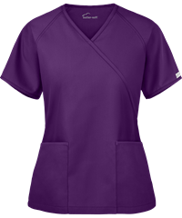 Style # WTS668C: EGGPLButter-Soft Core by UA™ Women's 2-Pocket Solid Mock Wrap Scrub Top