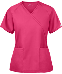 Style # WTS668C: FUCHSButter-Soft Core by UA™ Women's 2-Pocket Solid Mock Wrap Scrub Top