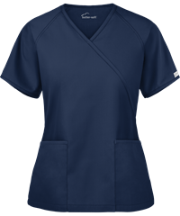 Style # WTS668C: NAVYButter-Soft Core by UA™ Women's 2-Pocket Solid Mock Wrap Scrub Top