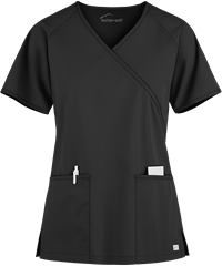 Style # WTS669C: BLACKButter-Soft Core by UA™ Raglan Women's 2-Pocket Mock Wrap Scrub Top
