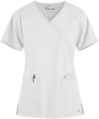 Style # WTS669C: WHITEButter-Soft Core by UA™ Raglan Women's 2-Pocket Mock Wrap Scrub Top