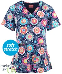 UA Exclusive Zavate Ava Therese Floral Bliss Women's 2-Pocket V-Neck Print Scrub Top