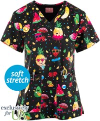 UA Exclusive Zavate Ava Therese Fresh-n-Tasty Women's 2-Pocket V-Neck Print Scrub Top