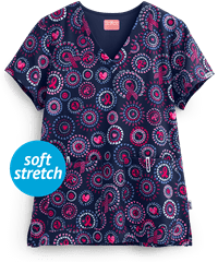 Zavate Ava Therese Girl Power Audrey Women's 2-Pocket V-Neck Print Scrub Top