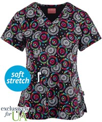 UA Exclusive Zavate Ava Therese Happy Days Women's 2-Pocket V-Neck Print Scrub Top