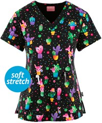 Zavate Ava Therese Looking Sharp Women's 2-Pocket V-Neck Print Scrub Top