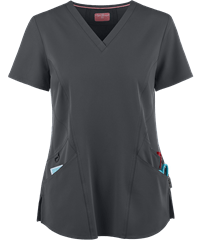 Style # Z1084: PEWTEZavate Ava Therese Women's 3-Pocket Back Rib Knit V-Neck STRETCH Scrub Top