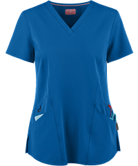 Zavate Ava Therese Women's 3-Pocket Back Rib Knit V-Neck STRETCH Scrub Top