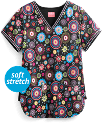 Zavate Ava Therese Cute' N Cool Mary Women's 2-Pocket V-Neck Print Scrub Top