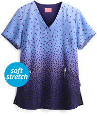 Zavate Ava Therese Grape Sensation Ava Women's 2-Pocket V-Neck Print Scrub Top