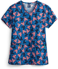Zoe + Chloe Heartland Women's 2-Pocket V-Neck Print Scrub Top