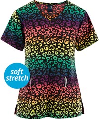 Zoe & Chloe Rainglow Women's 2-Pocket V-Neck Print Scrub Top