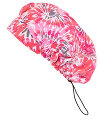 Zoe & Chloe Far Out Tie Dye Pink Women's Adjustable Bungee Tie-Back Bouffant Print Scrub Hat