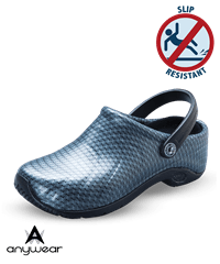 Anywear Black/Silver Zone Women's Slip Resistant Nursing Clogs