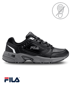 FILA Memory Black/Castlerock/ Metallic Silver Decimus 7 Men's Athletic Nursing Shoes 