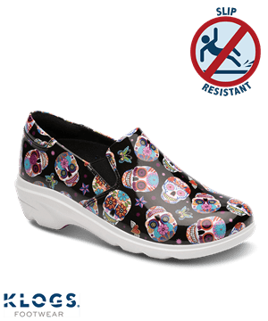 Klogs Ascent Candy Skulls Women's Patent Leather Slip On Nursing Clogs