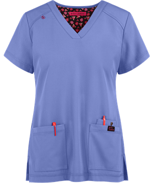 Betsey Johnson Freesia Women's 3-Pocket V-Neck STRETCH Scrub Top