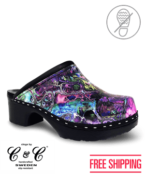 C&C Sweden Marble-Ous Women's Backless Nursing Clogs