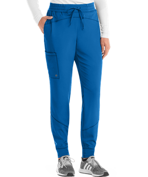 Barco One Boost Women's 3-Pocket STRETCH Elastic Waist Perforated Leg Detail Jogger Scrub Pants