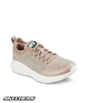 Skechers Bobs Sport B Flex Clean Spirit Taupe Knit Women's Lace Up Athletic Nursing Shoes