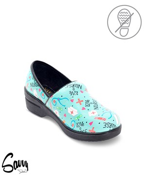 Savvy Brandy Love a Nurse Mint Patent Nursing Clogs