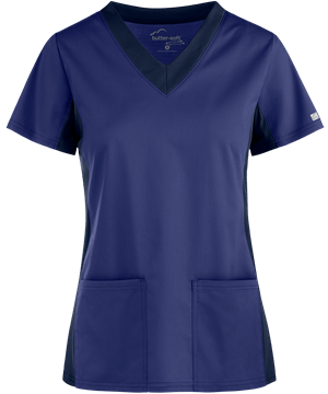 UA Butter-Soft STRETCH Women's 2-Pocket Contrast Fashion Scrub Top