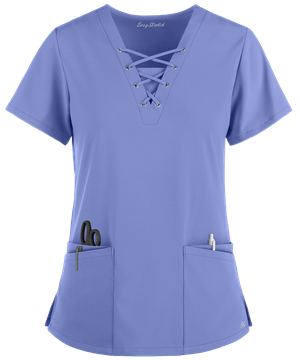 Easy STRETCH by Butter-Soft ™ Gisele Women's 5-Pocket Lace Up V-Neck Scrub Top