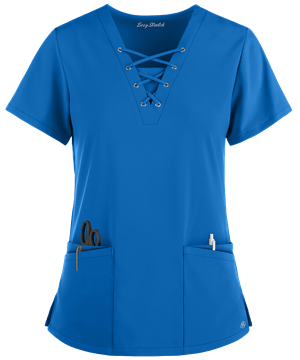 Easy STRETCH by Butter-Soft ™ Gisele Women's 5-Pocket Lace Up V-Neck Scrub Top