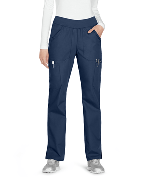 Cherokee Workwear Women's 6-Pocket Rib Waistband Pull-On Cargo STRETCH Scrub Pants