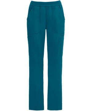 Cherokee Workwear Women's 6-Pocket Rib Waistband Pull-On Cargo PETITE STRETCH Scrub Pants