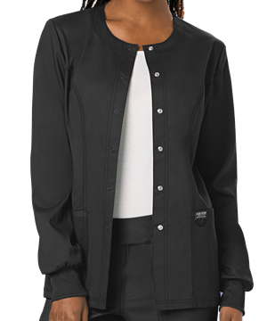 Cherokee Workwear Revolution Women's 3-Pocket STRETCH Snap-Front Scrub Jacket
