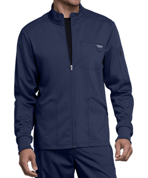 Cherokee Workwear Revolution Men's 4-Pocket STRETCH Zip Front Scrub Jacket