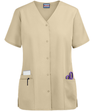Cherokee Workwear Women's 3-Pocket Snap Front Scrub Top