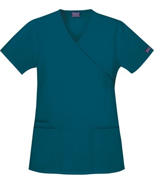 Cherokee Workwear Women's 3-Pocket Mock Wrap Scrub Top